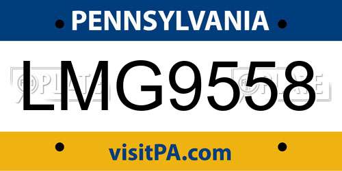 LMG9558 Pennsylvania License Plate
