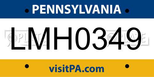 LMH0349 Pennsylvania License Plate