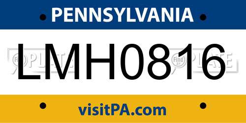 LMH0816 Pennsylvania License Plate