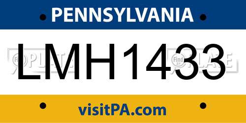 LMH1433 Pennsylvania License Plate