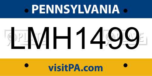 LMH1499 Pennsylvania License Plate