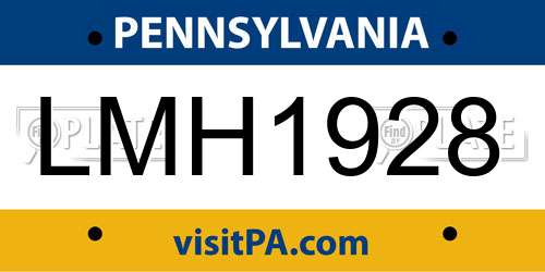 LMH1928 Pennsylvania License Plate