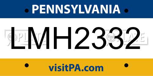 LMH2332 Pennsylvania License Plate