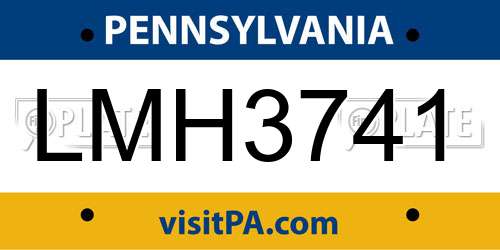 LMH3741 Pennsylvania License Plate