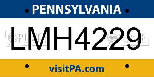 LMH4229 Pennsylvania License Plate