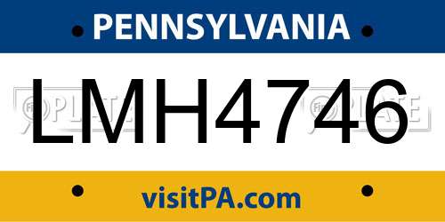 LMH4746 Pennsylvania License Plate