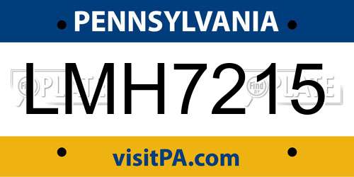 LMH7215 Pennsylvania License Plate
