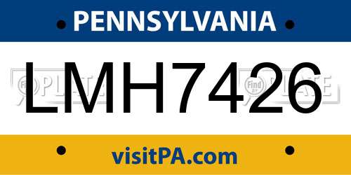LMH7426 Pennsylvania License Plate