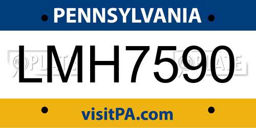 LMH7590 Pennsylvania License Plate