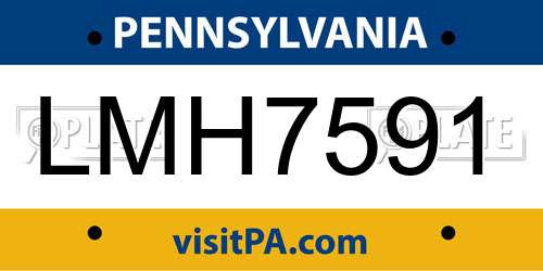LMH7591 Pennsylvania License Plate
