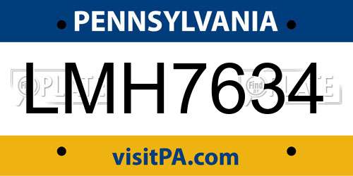 LMH7634 Pennsylvania License Plate
