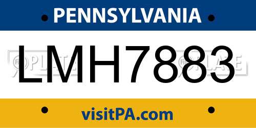LMH7883 Pennsylvania License Plate