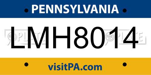 LMH8014 Pennsylvania License Plate