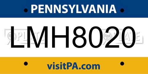 LMH8020 Pennsylvania License Plate