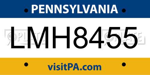 LMH8455 Pennsylvania License Plate