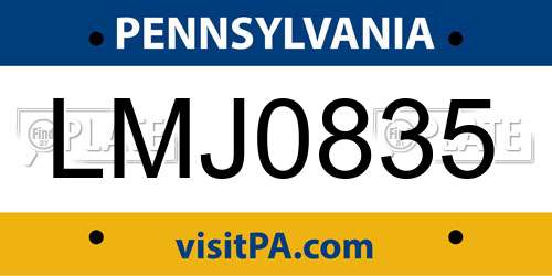 LMJ0835 Pennsylvania License Plate