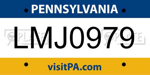 LMJ0979 Pennsylvania License Plate