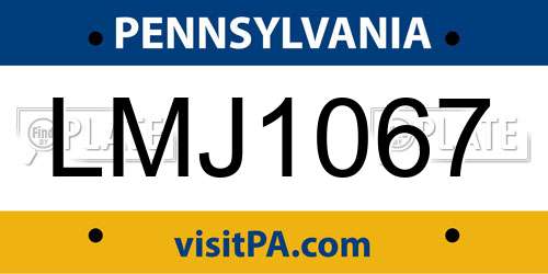 LMJ1067 Pennsylvania License Plate