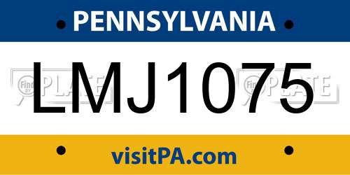 LMJ1075 Pennsylvania License Plate