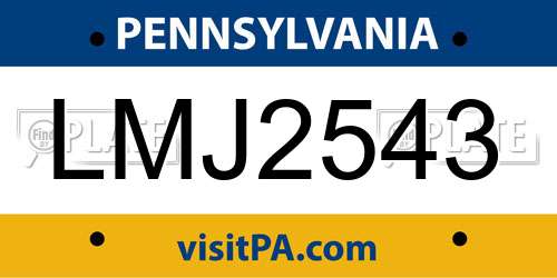 LMJ2543 Pennsylvania License Plate