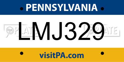LMJ329 Pennsylvania License Plate