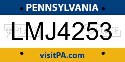 LMJ4253 Pennsylvania License Plate