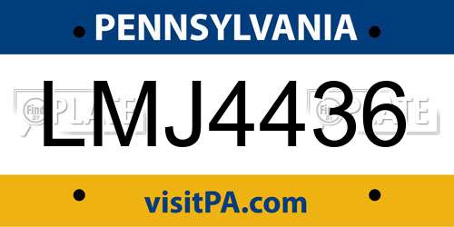 LMJ4436 Pennsylvania License Plate