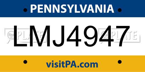 LMJ4947 Pennsylvania License Plate