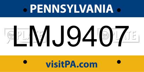 LMJ9407 Pennsylvania License Plate