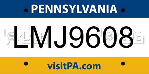 LMJ9608 Pennsylvania License Plate