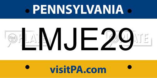 LMJE29 Pennsylvania License Plate