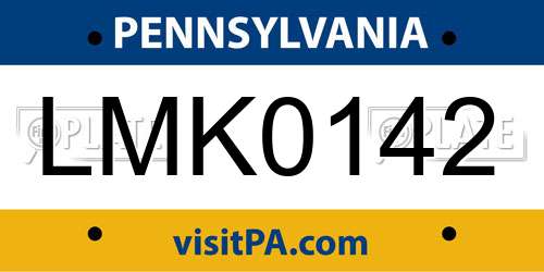 LMK0142 Pennsylvania License Plate