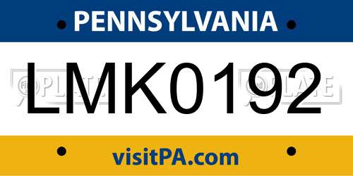 LMK0192 Pennsylvania License Plate