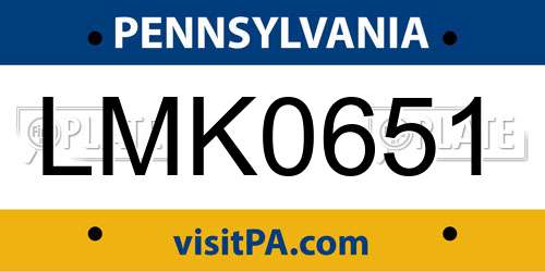 LMK0651 Pennsylvania License Plate