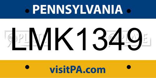 LMK1349 Pennsylvania License Plate