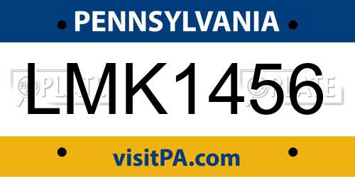 LMK1456 Pennsylvania License Plate