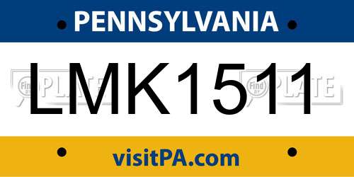 LMK1511 Pennsylvania License Plate