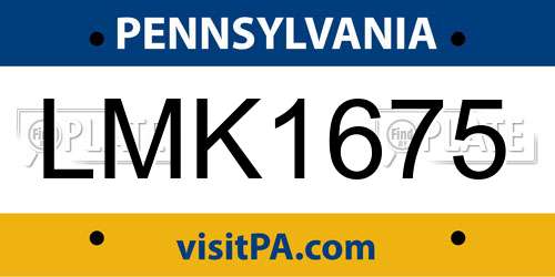 LMK1675 Pennsylvania License Plate