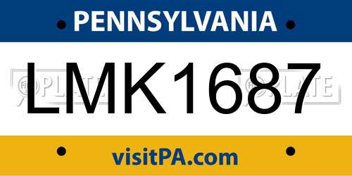 LMK1687 Pennsylvania License Plate