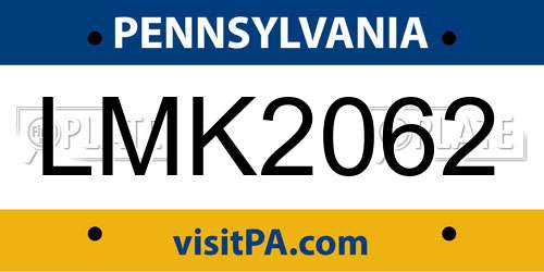 LMK2062 Pennsylvania License Plate