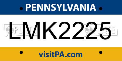 LMK2225 Pennsylvania License Plate