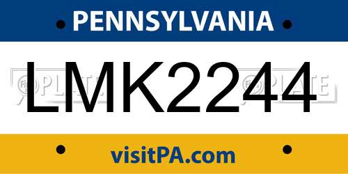 LMK2244 Pennsylvania License Plate