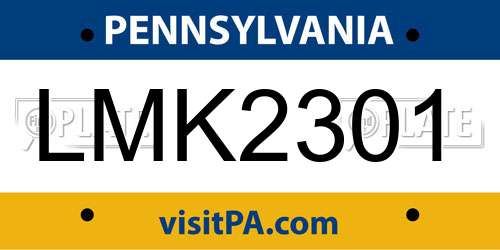 LMK2301 Pennsylvania License Plate