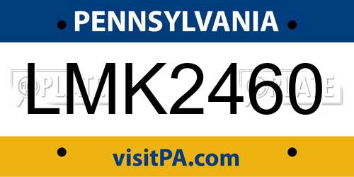 LMK2460 Pennsylvania License Plate