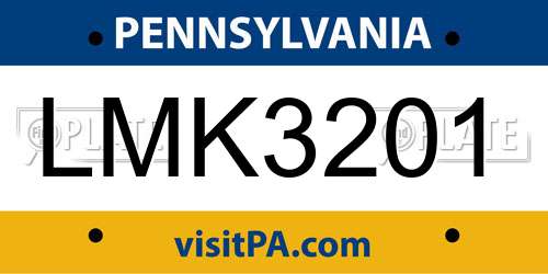 LMK3201 Pennsylvania License Plate