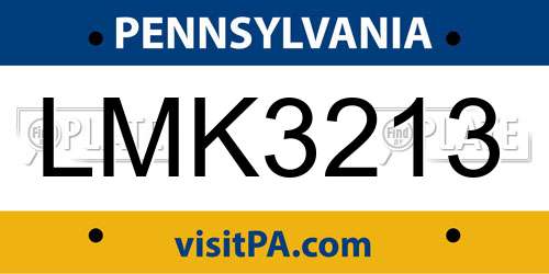 LMK3213 Pennsylvania License Plate