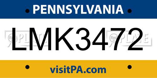 LMK3472 Pennsylvania License Plate