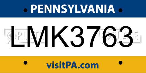 LMK3763 Pennsylvania License Plate