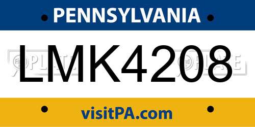 LMK4208 Pennsylvania License Plate