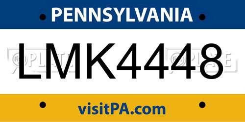 LMK4448 Pennsylvania License Plate